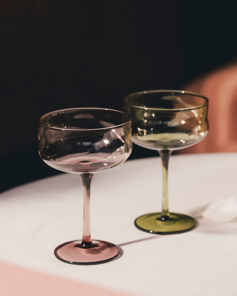Swirl Coupe Glasses Moss - Set of 2 pieces