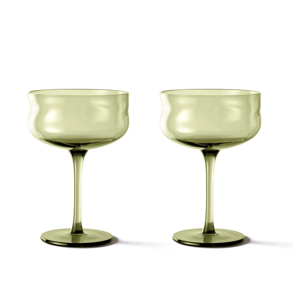 Swirl Coupe Glasses Moss - Set of 2 pieces
